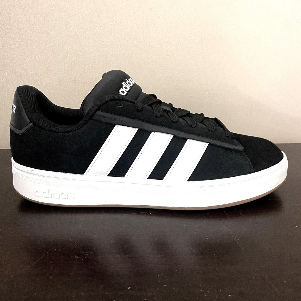 Adidas‎ Grand Court Alpha Mens Sneakers Black White Gum Suede Low Top 10.5 - Picture 3 of 8